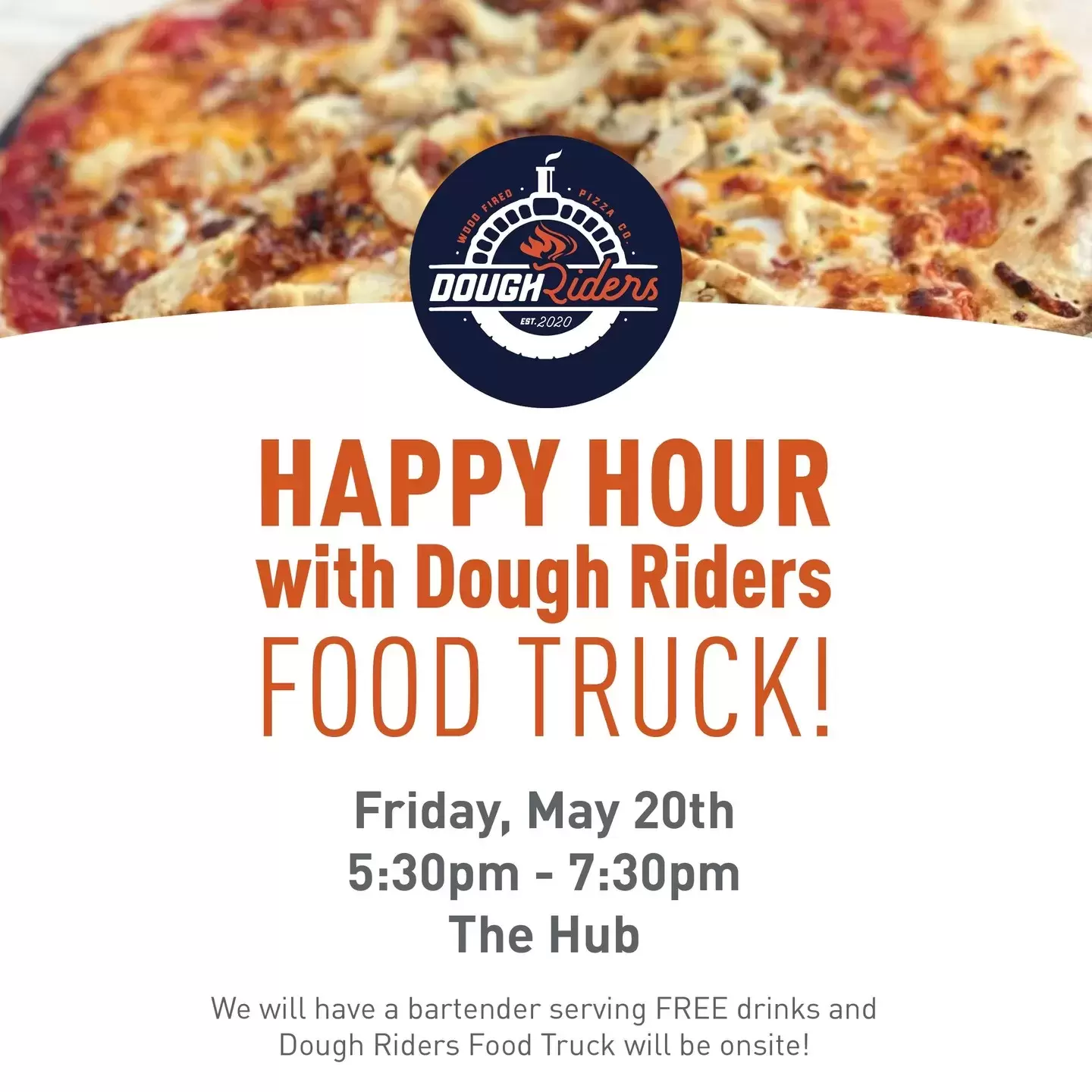 Happy Hour is back at it's normal time this month! 
Join us Tomorrow in the Hub for complementary drinks and don't forget to try Dough Riders for dinner. 😋🍕
.
.
.
#LivConnected #LivHappyHour #DoughRiders